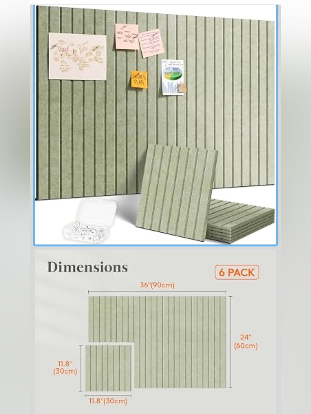 Neutral Sage Green Wall Panels bulletin board